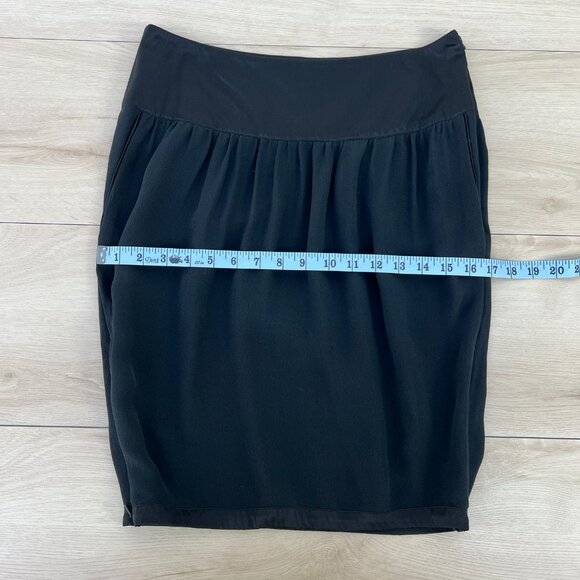 Stella McCartney x H&M Black 100% Silk Side Zip Pencil Skirt w/ Pockets 38/US 8 - Picture 12 of 14